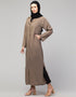 Muslimah Abaya with a coat-style collar and buttoned front In the Color Khaki
